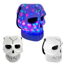 Balde Caveira Com Luz Led Festa Halloween Dia Das Bruxas Decoração Enfeite