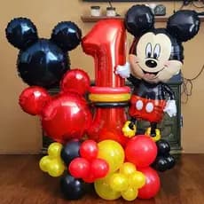 Kit 32 Balão Metalizado Mickey Mouse Gigante Número Grande Bexiga Decoração Festa Aniversário