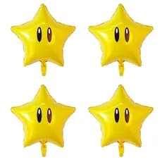 Balão Estrela Super Mario 22cm Kit 4un~16un Balões Metalizados Arranjo Mesa Game Festa Decoração Aniversário Mario Bros