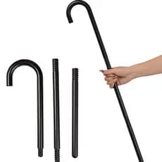 Acessório Fantasia Festa Cosplay Bengala Desmontavel Plástico Halloween Carnaval Preto 80cm Grande Idoso Vovô Decoração