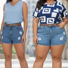 Short Com Cinto Jeans Feminino Cintura Alta Modeladora  Empina Bumbum Casual Tendência
