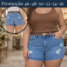 Short Plus Size com Cinto Feminino  Jeans  Estilo e Conforto com Bolsos Reais