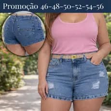 Short Patrícia Plus Size Estiloso Cintura Alta Blogueira
