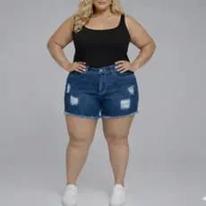 Short Plus Size Barra Desfiada Casual Chic Lançamento Cinturra Alta Modeladora Empiina Bumbum