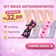 Kit Meias Sapatilha Feminina Sola Antiderrapante Pilates Yoga Ballet Antideslizante