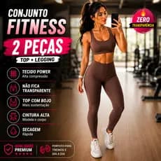 Conjunto Fitness Feminino Top E Legging Cintura Alta Tecido Power Roupa Academia Feminino