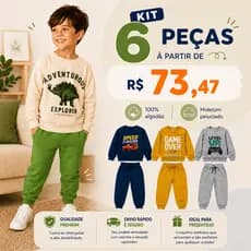 Kit 6 Peças Conjunto Moletom Infantil Masculino Inverno 3 Casacos + 3 Calças Menino