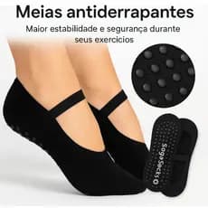 Kit Meia Sapatilha Antiderrapante Feminina para Pilates, Yoga e Academia