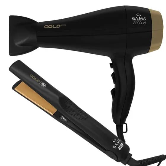 GA.MA ITALY Kit Prancha e Secador de Cabelo Gold 220V