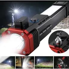 Lanterna Tática com Martelo de Segurança e Luz COB para Emergências