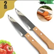 Kit 2 Facas de Cozinha 6" Polegadas Aço Inox Cabo de Madeira