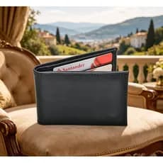 Carteira Masculina Slim PU - Preto, Design Moderno,  Compácta de Fácil Condução