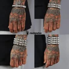 Pulseira Bracelete Punk Rock Couro Sintetico, piramide prata luxo moderno Unissex gotica alternativa