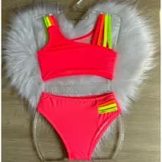 Moda Praia Neon Biquini Infantil e Juvenil2 ao 16 Top Calcinha Várias Cores