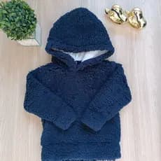 Blusa Infantil Juvenil Menino e Menina Inverno Teddy Carneirinho Juvenil com Touca Masculino