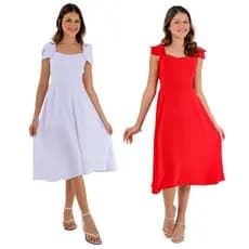 KIT 2 Vestido Infantil Juvenil Festa Moda Evangélica Midi