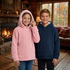 🔥Blusa de Frio Infantil Com Capuz Teddy Casaco Inverno Peluciado Unissex Meninos Meninas 2 a 16 Anos