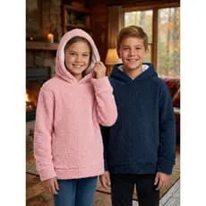 🔥Blusa de Frio Infantil Com Capuz Teddy Casaco Inverno Peluciado Unissex Juvenil Meninos Meninas 2 a 16 Anos