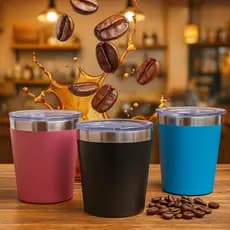 Copinho Com Tampa Acrílica Copo Térmico de Inox 260 ml Bebidas Quentes e fria