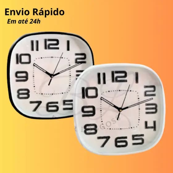 Relógio de Parede Analógico Design Moderno Branco e Preto | 30x30 cm
