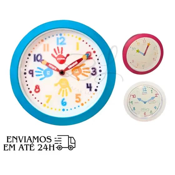 Relógio Analógico De Parede Colorido Design Infantil | 25.4cm