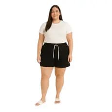 shorts Plus size feminino canelado bermuda adulto