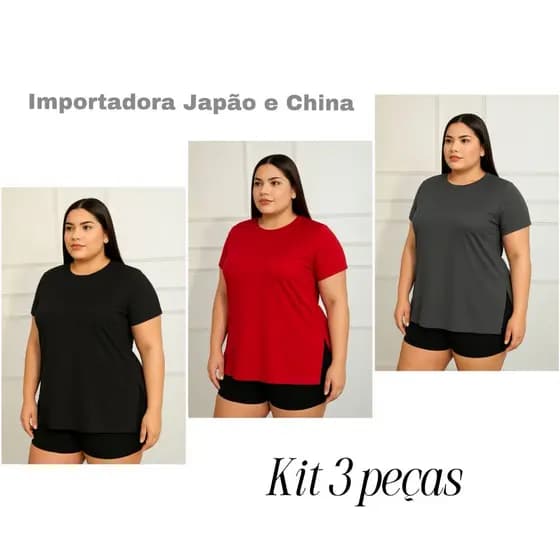 KIT3 BLUSA PLUS SIZE SOBRE LEGGING ACADEMIA CAMINHADA DIA A DIA