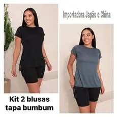 KIT 2  BLUSA TAPA BUMBUM CAMINHA ACADEMIA
