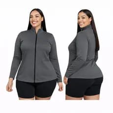 Jaqueta Plus Size  Fitness Feminino Dry Fit Slim Proteção Solar UV, Tecido Térmico, Secagem Rápida