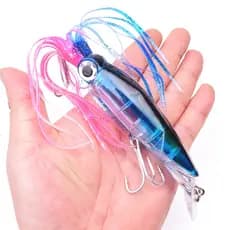 1pcs Isca De Pesca No Mar Dura De Lula 40g Manivela De Polvo Para A Artificial De Atum
