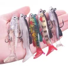 5pcs/Lot Jig Lead Silicone Isca Macia Conjunto De Cores Mistas 75mm 12g Kit De Iscas De Pesca Wobblers Artificial Baits Truta Robalo