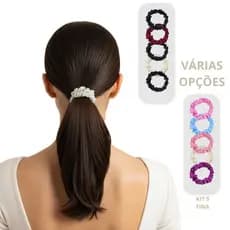 Kit 5 Xuxinha de Cetim Scrunchie Fina Elástico de Cabelo