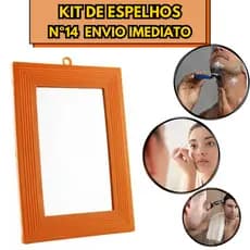 Kit Espelhos Plástico Nº14 Barbearia, Banheiro Espelho Multiuso - Espelho De Mão 14x19 N14  /75