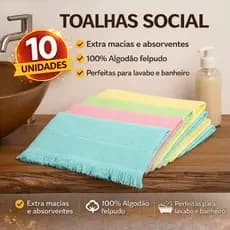 Kit 10 a 50 Toalhas Sociais de Mão Multiuso Rosto Boca Escola Academia T01