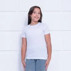 Camiseta Infantil Branca Lisa 100% Algodão Fio 30.1 Penteado Kit Atacado