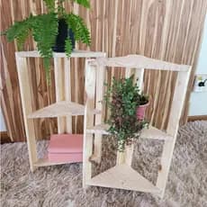 Kit com 2 Mesinhas de canto Prateleiras de canto para banheiro de madeira para banheiro para plantas