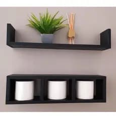 Kit nicho + prateleira para banheiro 2 peças Madeira pinus Decoração banheiro do bebe Banheiro casal