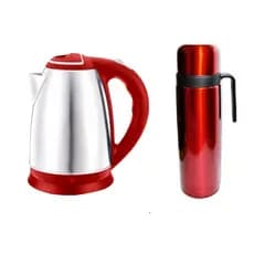 Kit Chaleira Elétrica 1.8L 220V Térmica Inox 1.0 L Vermelho