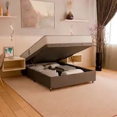 Baú Viúva Suede Cinza + Colchão D33 One Face Branco- e-Shop Casa