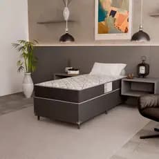 Cama Box Solteiro + Colchão D33 One Face - Couro Preto