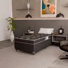 Cama Box Solteiro + Colchão D20 - Suede Preto