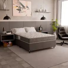 Cama Box Casal + Colchão D33 One Face - Suede Cinza