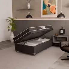 Cama Box Baú Solteiro + Colchão Espuma D20 - Suede Preto