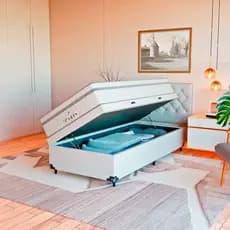 Cama Box Baú Solteiro + Colchão Paris Molas Ensacadas Branco