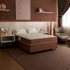 Cama Box Viúva + Colchão D33 One Face - Suede Marrom