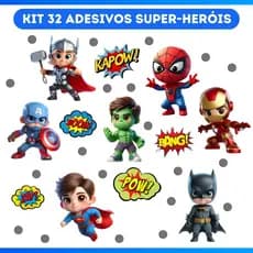 Kit 32 Adesivo de Parede Herois - Papel de Parede Infantil - Decoração Quarto de Menino