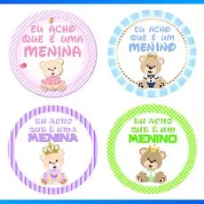 Kit 120 Adesivos Selo Chá Revelação Menina ou Menino Eu Acho - Ursinho Chá De Bebê - OFERTA