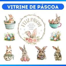 Adesivo Vitrine Loja Páscoa Coelho Decoração Feliz Páscoa Coelhinho Vidro Chocolate Data Comemorativa