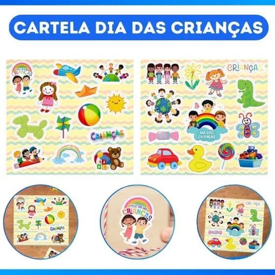 Cartelas De Adesivos Infantis Stickers Dia Das Crianças