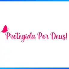 Adesivo Frase Protegida Por Deus 30 x 3,5CM Rosa Coroa Borboleta - OFERTA
